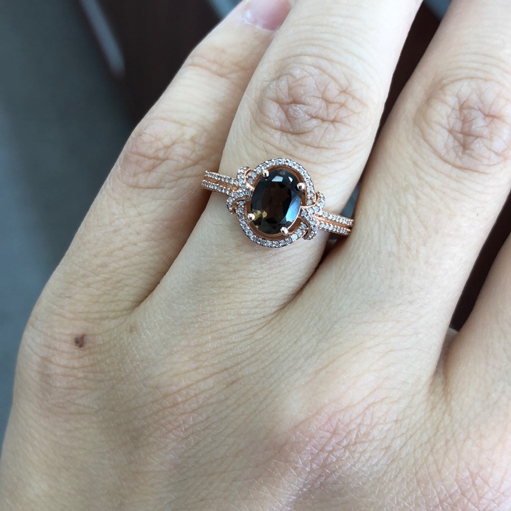 Rose gold Smokey topaz ring
